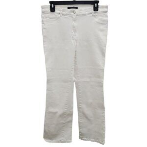 Elie Tahari Women's White Denim Corset Stitch Stretch Straight Leg Jeans Size 10